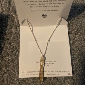 Alex And Ani Silver Feather Necklace Spiritual Armor (New With Box)